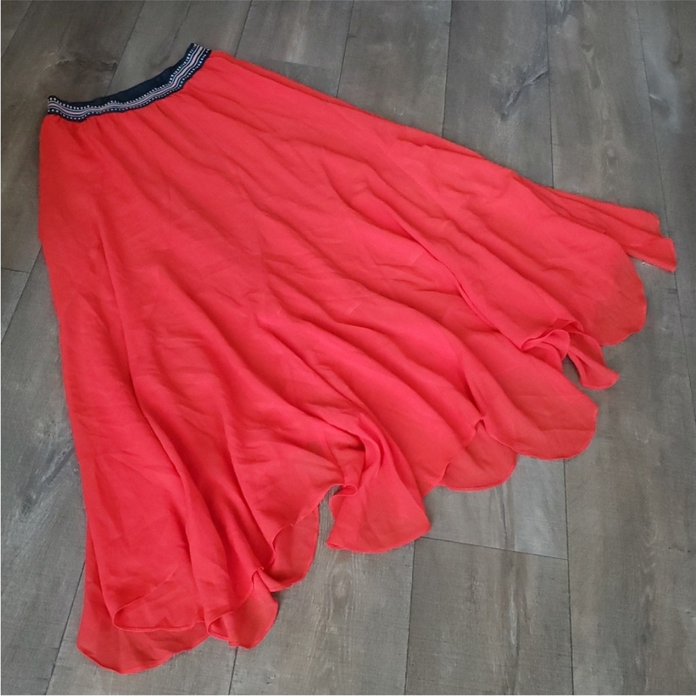 Anthropologie Vanessa Virginia Colima Sheer Elastic Waist Maxi Skirt Size XS - Picture 2 of 13